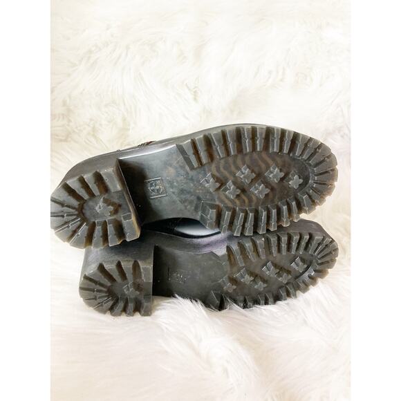 DR MARTENS Leona Heeled Platform Combat Boots Black 7 - Picture 9 of 10